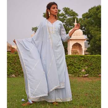 Sky Blue Sharara  Kurta & Dupatta Set 1