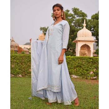 Sky Blue Sharara  Kurta & Dupatta Set 2