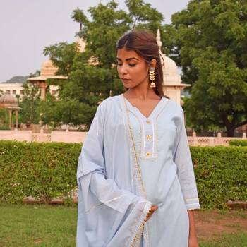 Sky Blue Sharara  Kurta & Dupatta Set 3