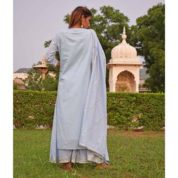 Sky Blue Sharara  Kurta & Dupatta Set 4
