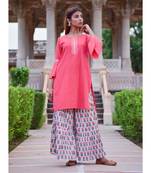 Set Of Multi Color Floral Print Garara and Pink  Kurta