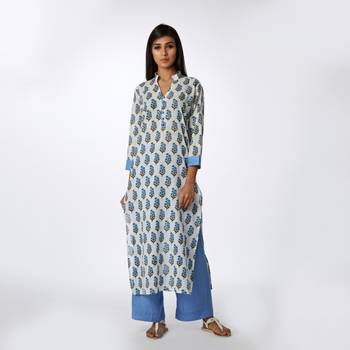 Set of Block Printed Kurta & Parallel Pants 5