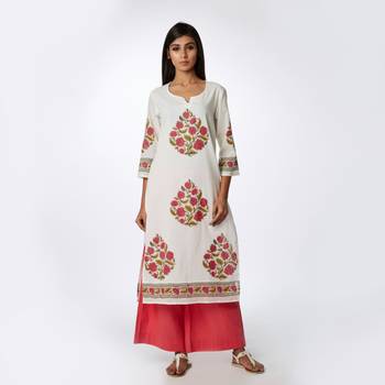 Set of Block Printed Kurta & Parallel Pants 1