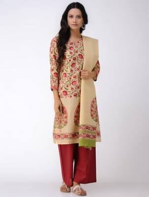 Set of Floral print Kurta with Dupatta with Red Pants 1
