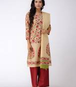 Set of Floral print Kurta with Dupatta with Red Pants