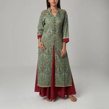 Set Of Floral Jacket with Red Skirt 1