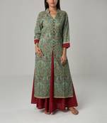 Set Of Floral Jacket with Red Skirt