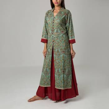 Set Of Floral Jacket with Red Skirt 2