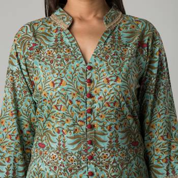 Set Of Floral Jacket with Red Skirt 4