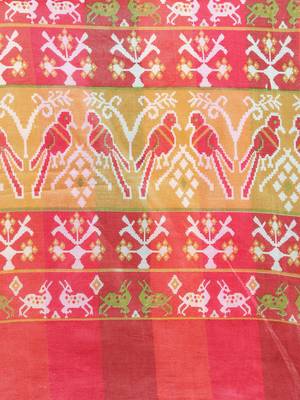 Yellow printed art silk saree with blouse 3