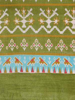Mustard printed art silk saree with blouse 3