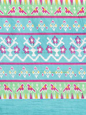 Multicolor printed art silk saree with blouse 3