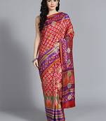 Pink printed art silk saree with blouse