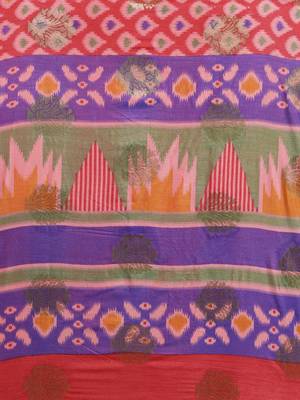 Pink printed art silk saree with blouse 3