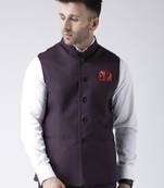 Purple Plain Polyester Nehru Jacket
