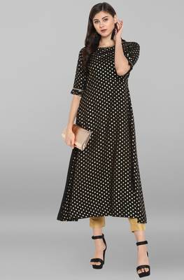 Janasya Black printed crepe kurta sets 2