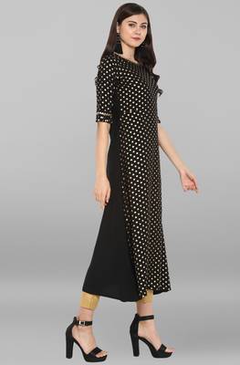 Janasya Black printed crepe kurta sets 4