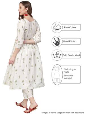 White printed cotton kurta sets 3