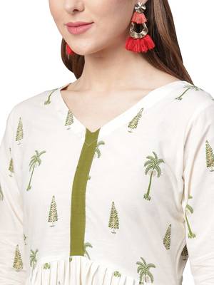 White printed cotton kurta sets 5