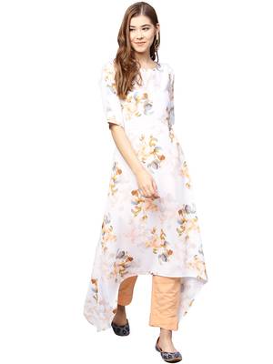 White printed crepe kurta sets 1
