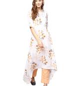 White printed crepe kurta sets