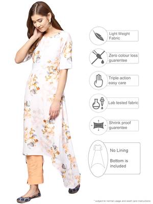 White printed crepe kurta sets 3
