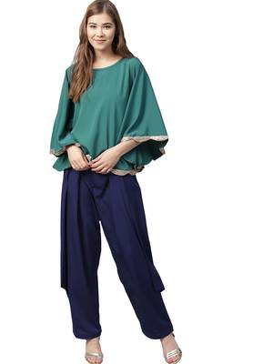 Green plain crepe kurta sets 1