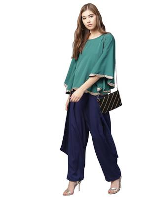 Green plain crepe kurta sets 2