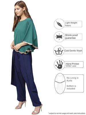 Green plain crepe kurta sets 3
