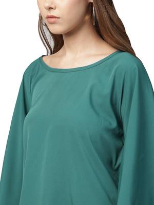 Green plain crepe kurta sets 5