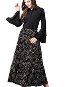 Black plain crepe kurta sets