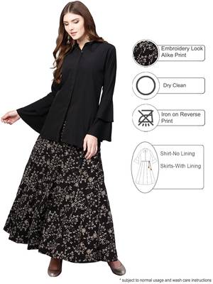 Black plain crepe kurta sets 2