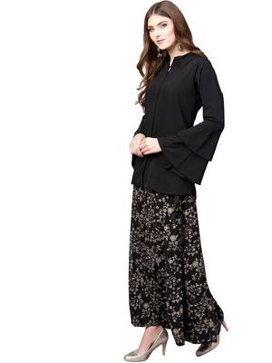 Black plain crepe kurta sets 3