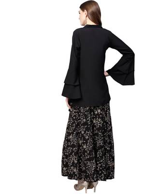 Black plain crepe kurta sets 4