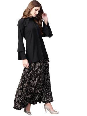 Black plain crepe kurta sets 5