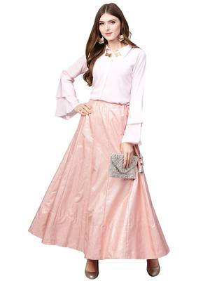 Pink plain crepe kurta sets 1