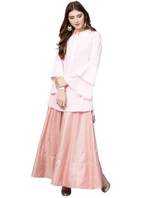 Pink plain crepe kurta sets 2