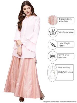 Pink plain crepe kurta sets 3