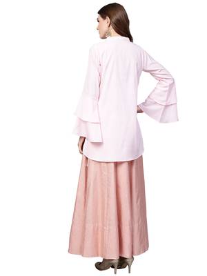 Pink plain crepe kurta sets 5