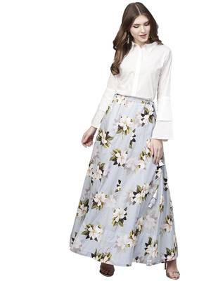 White printed cotton kurta sets 1