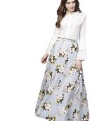 White printed cotton kurta sets