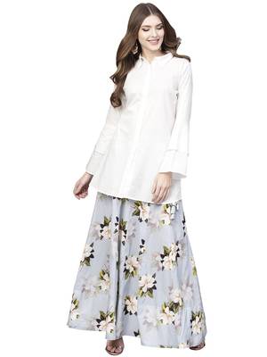 White printed cotton kurta sets 2