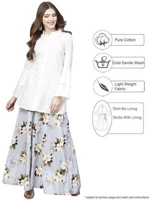 White printed cotton kurta sets 3