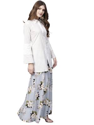 White printed cotton kurta sets 4