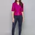 Fuchsia woven taffeta readymade blouse