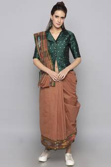 Green woven taffeta readymade blouse