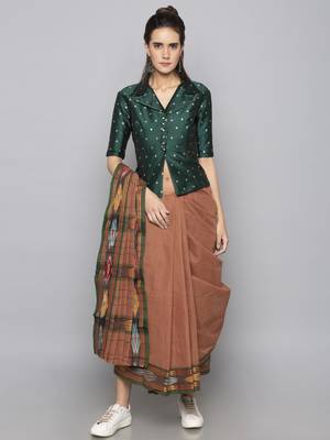 Green woven taffeta readymade blouse 2