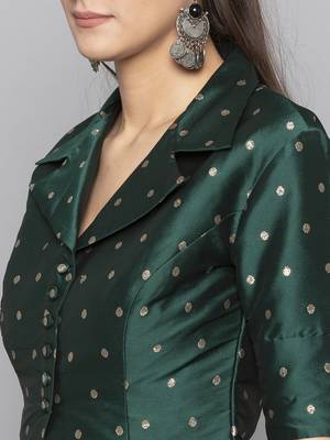 Green woven taffeta readymade blouse 4