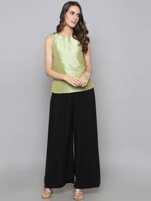Green woven taffeta readymade blouse 1