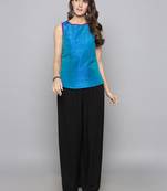 Blue woven taffeta readymade blouse